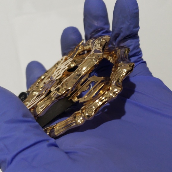 Gold-Tone Bamboo Style 3" Hoop Earrings, Hip Hop Style, Large Statement Jewelry - Picture 6 of 6